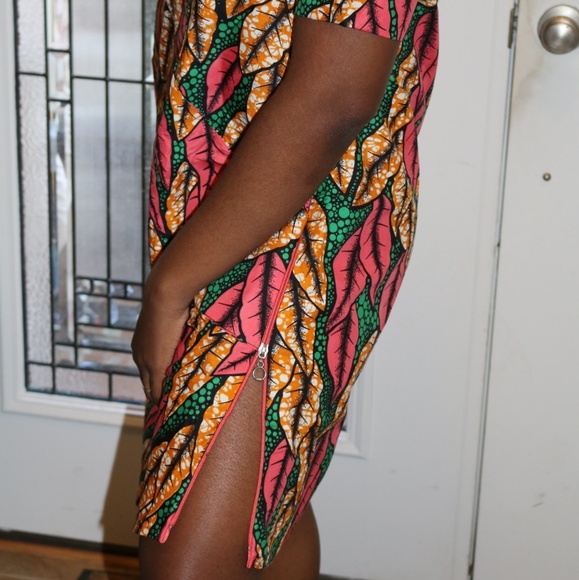 Ankara shift dress with side pictures and zippers - Picture 3 of 4